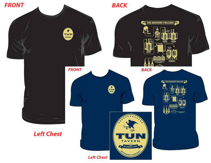tun tavern merchandise - tshirt brewing process depicted short sleeve
