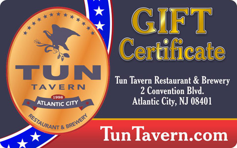 tun tavern merchandise - gift certificate